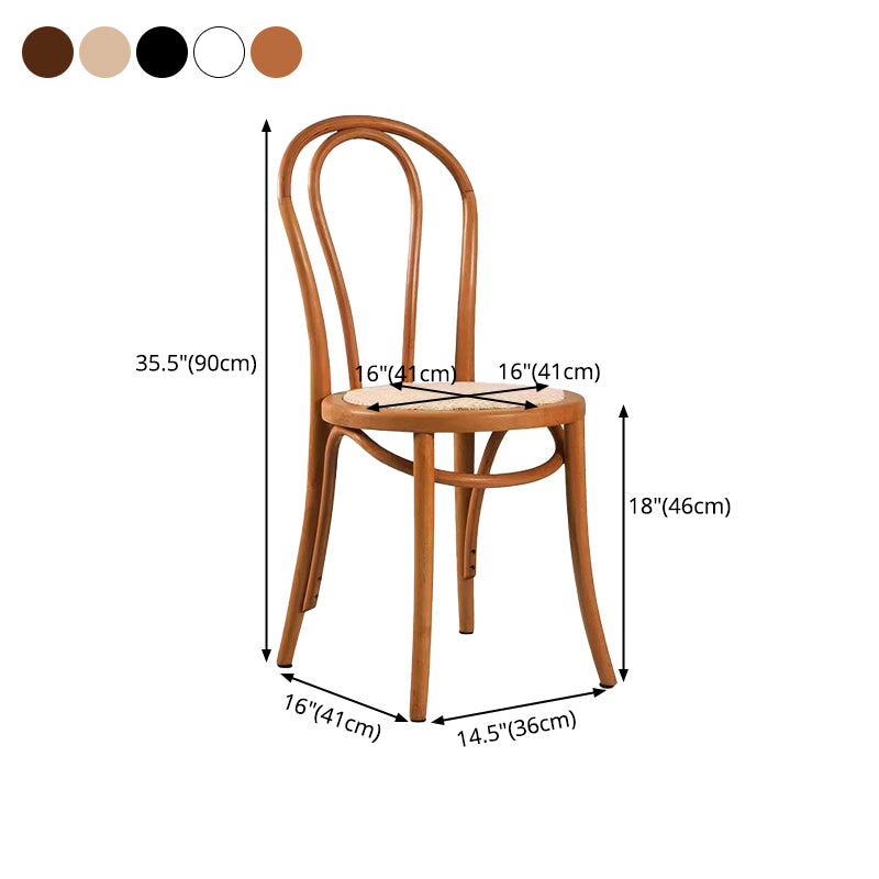 Tropische stijl hout dineren armloze stoel rattan patio eetstoel stoel