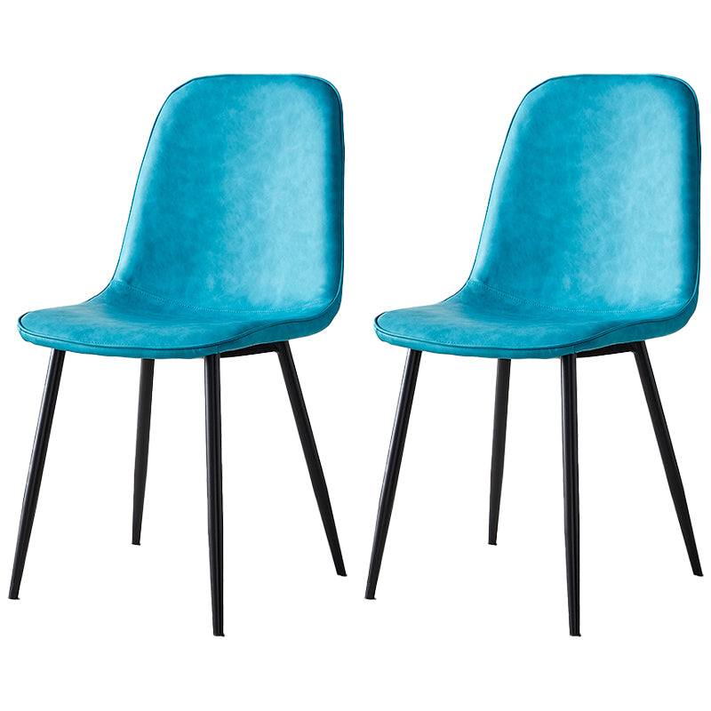 Sillas de comedor tapizadas sin brazos, sillas auxiliares para el hogar con patas de metal (juego de 2)