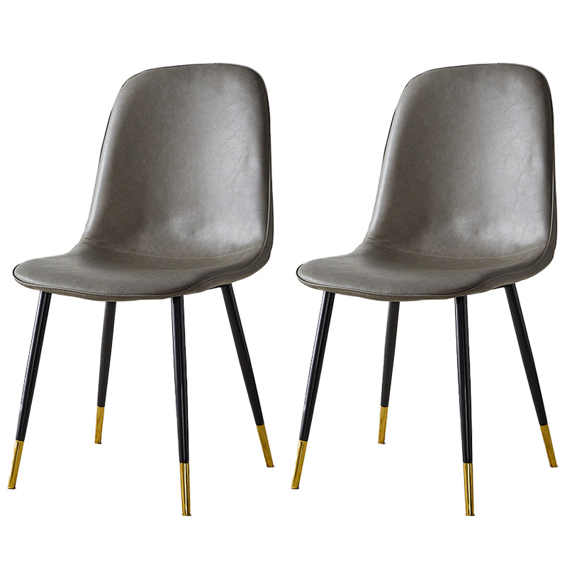 Sillas de comedor tapizadas sin brazos, sillas auxiliares para el hogar con patas de metal (juego de 2)
