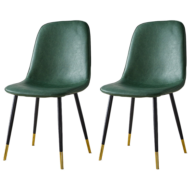 Sillas de comedor tapizadas sin brazos, sillas auxiliares para el hogar con patas de metal (juego de 2)