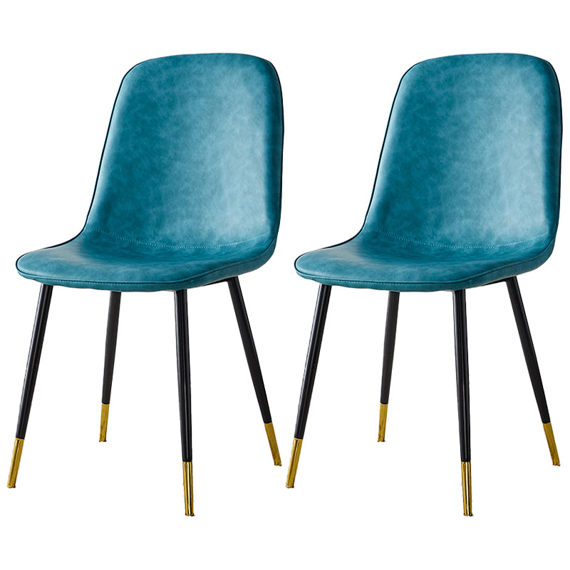 Sillas de comedor tapizadas sin brazos, sillas auxiliares para el hogar con patas de metal (juego de 2)