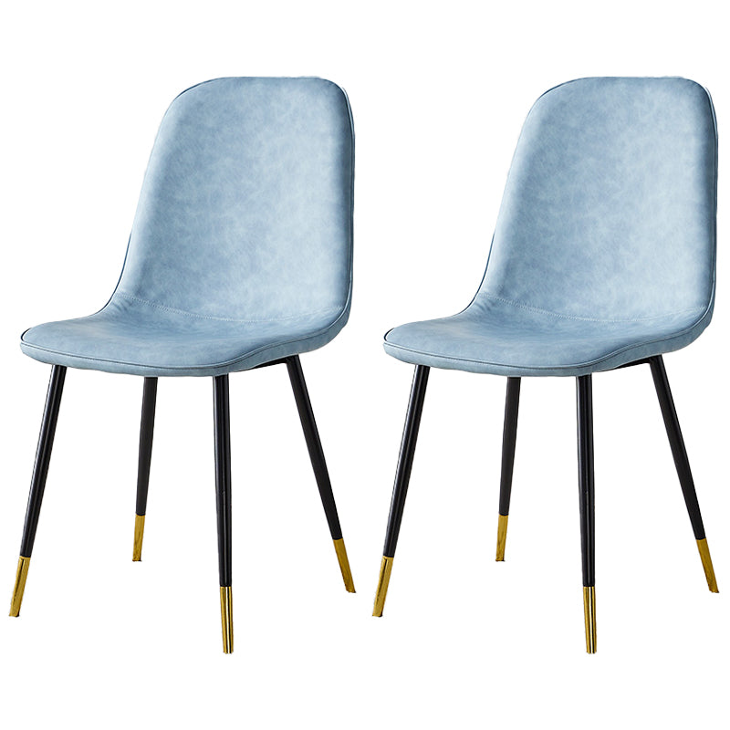 Sillas de comedor tapizadas sin brazos, sillas auxiliares para el hogar con patas de metal (juego de 2)