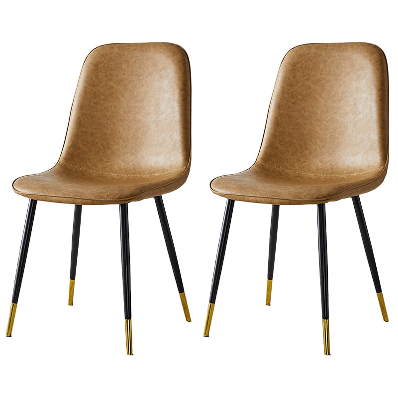Sillas de comedor tapizadas sin brazos, sillas auxiliares para el hogar con patas de metal (juego de 2)