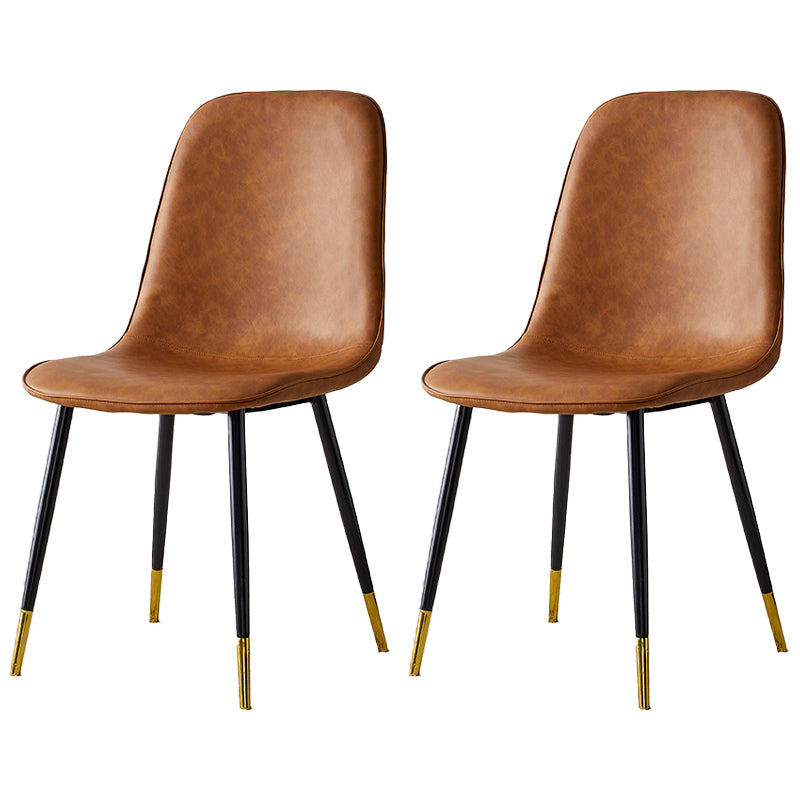 Sillas de comedor tapizadas sin brazos, sillas auxiliares para el hogar con patas de metal (juego de 2)