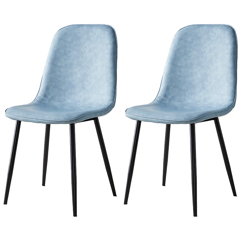 Sillas de comedor tapizadas sin brazos, sillas auxiliares para el hogar con patas de metal (juego de 2)