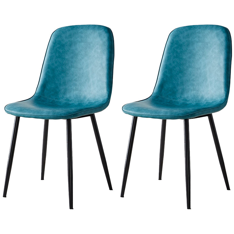Sillas de comedor tapizadas sin brazos, sillas auxiliares para el hogar con patas de metal (juego de 2)