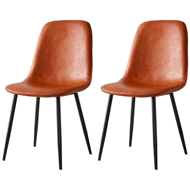 Sillas de comedor tapizadas sin brazos, sillas auxiliares para el hogar con patas de metal (juego de 2)