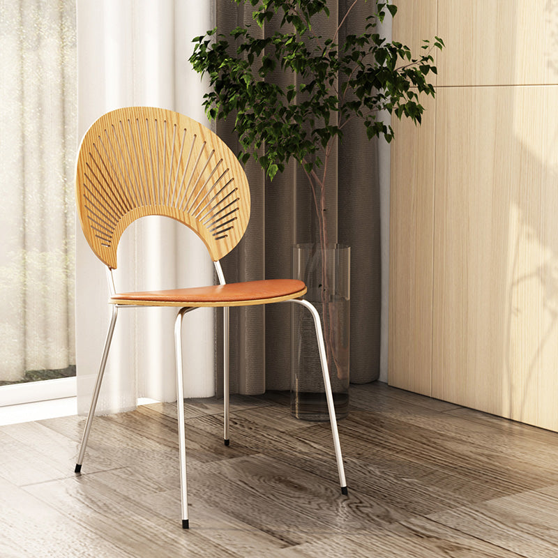 Silla lateral de comedor de estilo industrial, sillas de comedor con respaldo abierto de metal para cocina