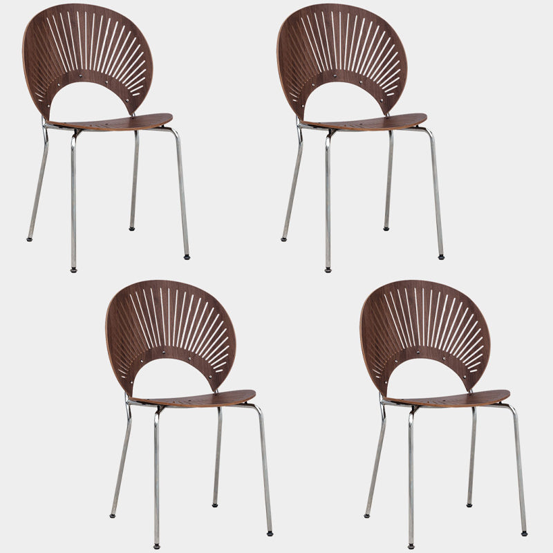 Silla lateral de comedor de estilo industrial, sillas de comedor con respaldo abierto de metal para cocina