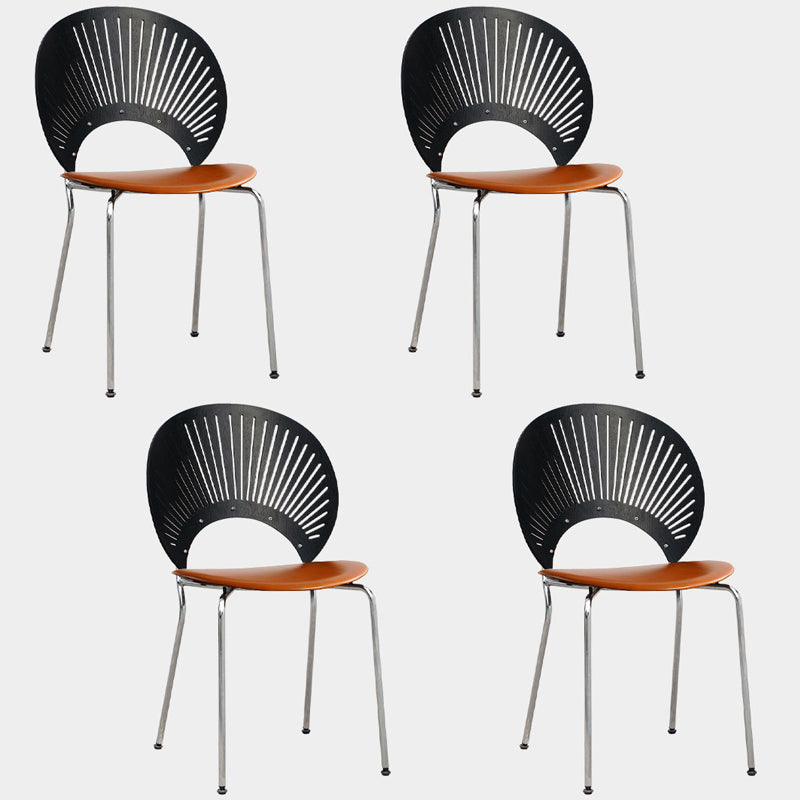 Silla lateral de comedor de estilo industrial, sillas de comedor con respaldo abierto de metal para cocina