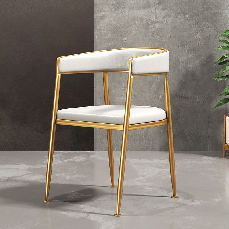 Silla lateral de comedor con respaldo abierto de estilo nórdico, tela de lino, silla sin brazos