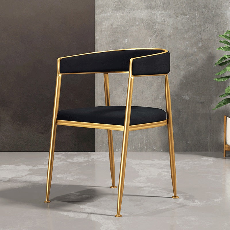 Silla lateral de comedor con respaldo abierto de estilo nórdico, tela de lino, silla sin brazos