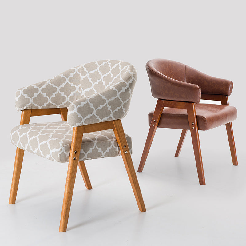 Sillón de comedor moderno tapizado con patas de madera (juego de 2)