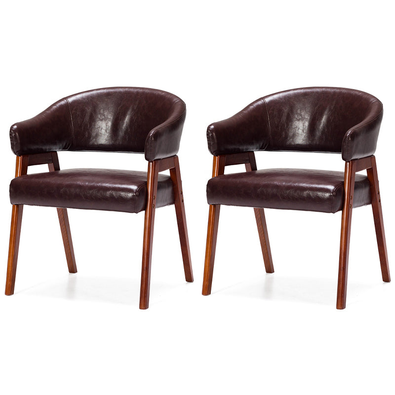 Sillón de comedor moderno tapizado con patas de madera (juego de 2)
