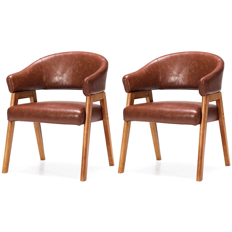 Sillón de comedor moderno tapizado con patas de madera (juego de 2)