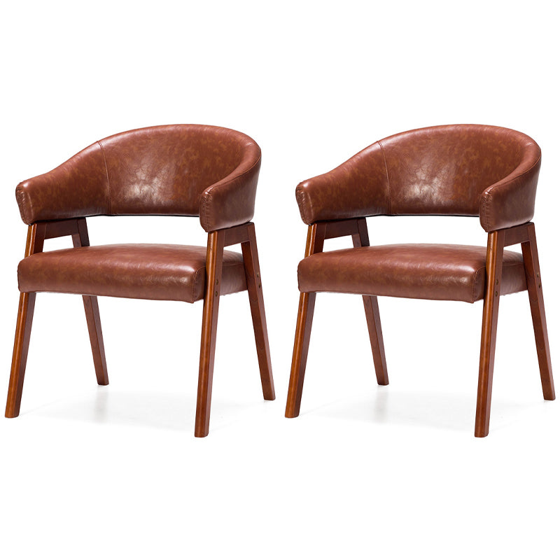 Sillón de comedor moderno tapizado con patas de madera (juego de 2)
