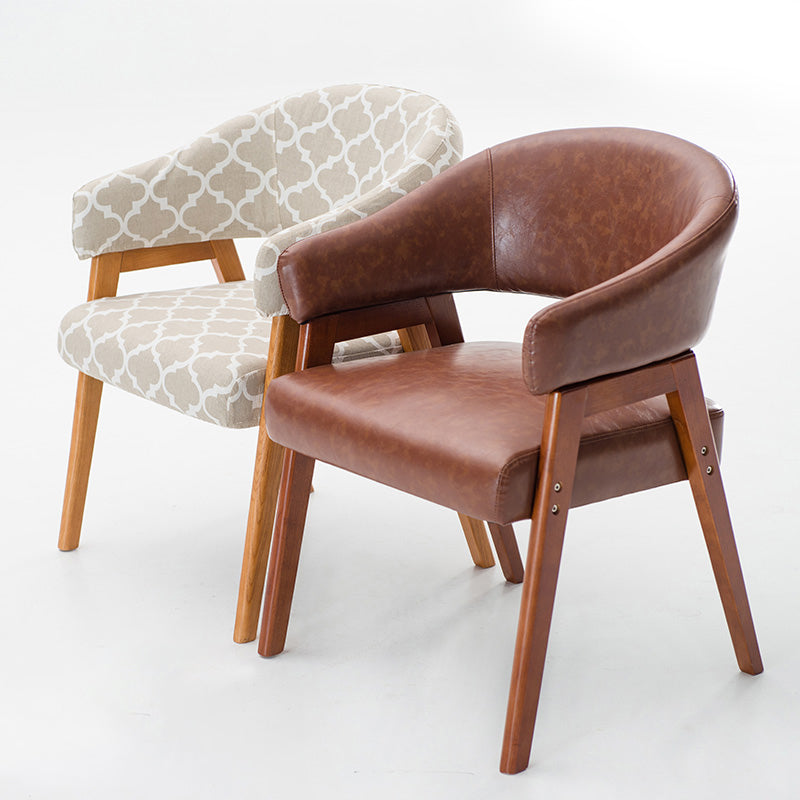 Sillón de comedor moderno tapizado con patas de madera (juego de 2)