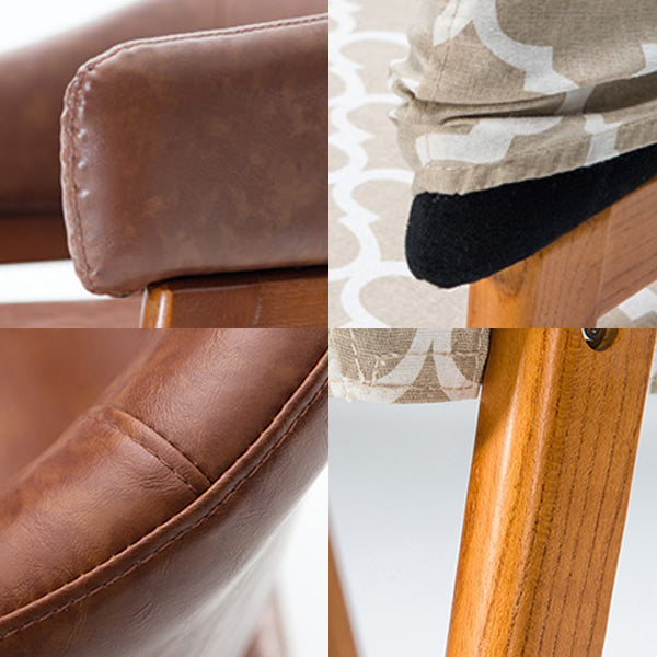 Sillón de comedor moderno tapizado con patas de madera (juego de 2)