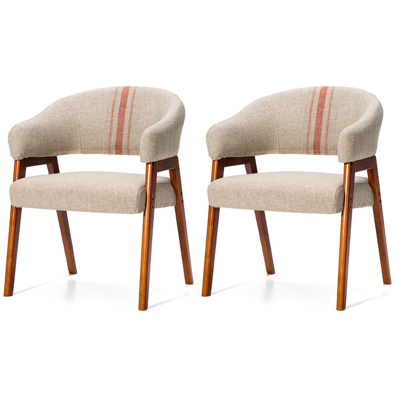 Sillón de comedor moderno tapizado con patas de madera (juego de 2)