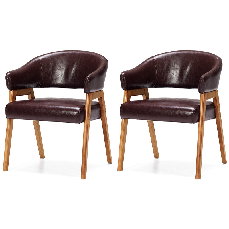 Fauteuil de salle à manger moderne Fauteuil rembourré avec pieds en bois (Ensemble de 2)