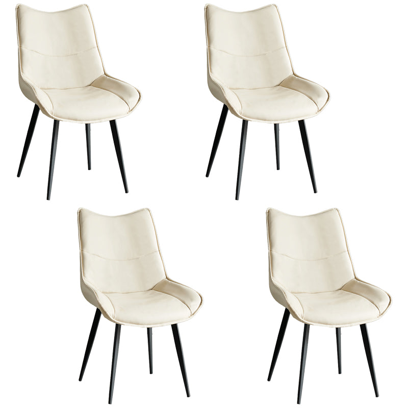 Silla de comedor estilo moderno Sillas laterales sin brazos de cocina con patas de metal
