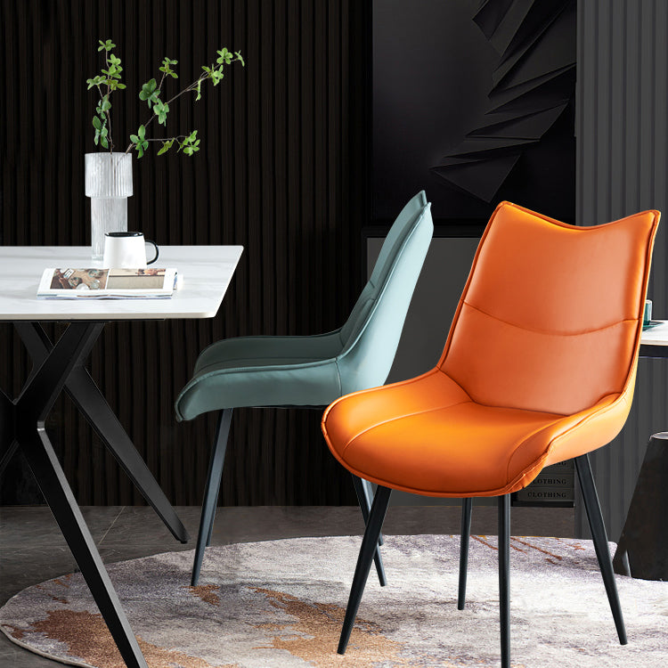 Silla de comedor estilo moderno Sillas laterales sin brazos de cocina con patas de metal