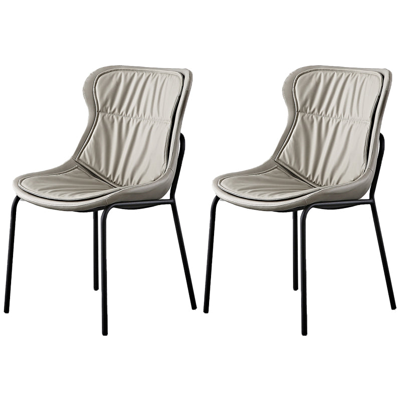Sillas de comedor de cuero de estilo industrial, sillas laterales de comedor sin brazos con respaldo sólido