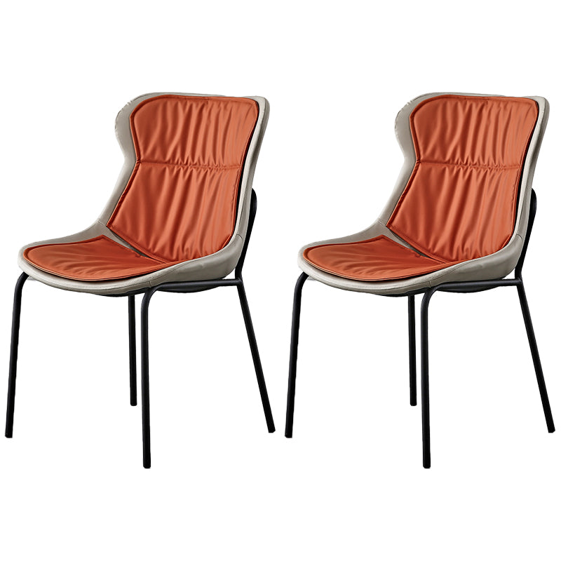 Sillas de comedor de cuero de estilo industrial, sillas laterales de comedor sin brazos con respaldo sólido