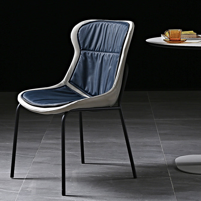 Sillas de comedor de cuero de estilo industrial, sillas laterales de comedor sin brazos con respaldo sólido