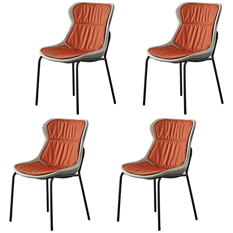Sillas de comedor de cuero de estilo industrial, sillas laterales de comedor sin brazos con respaldo sólido