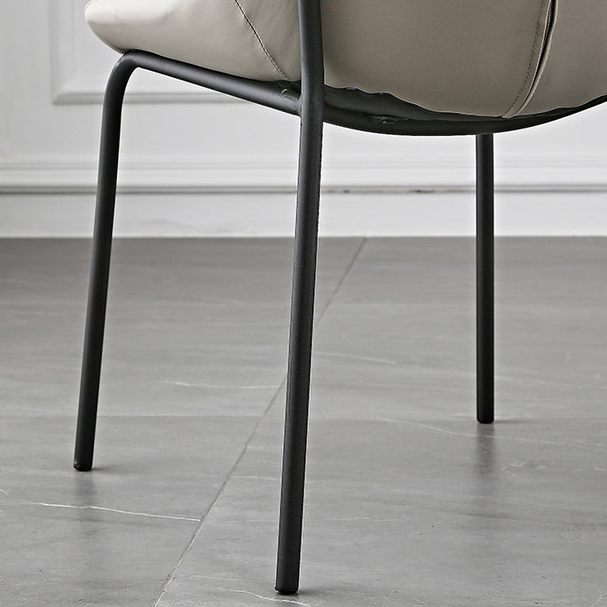Sillas de comedor de cuero de estilo industrial, sillas laterales de comedor sin brazos con respaldo sólido