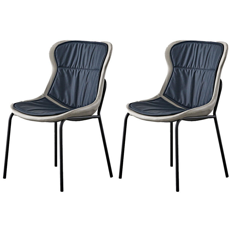 Sillas de comedor de cuero de estilo industrial, sillas laterales de comedor sin brazos con respaldo sólido