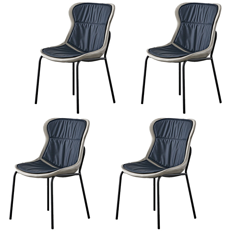 Sillas de comedor de cuero de estilo industrial, sillas laterales de comedor sin brazos con respaldo sólido