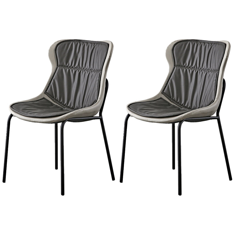 Sillas de comedor de cuero de estilo industrial, sillas laterales de comedor sin brazos con respaldo sólido