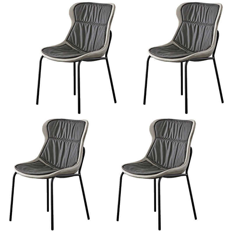 Sillas de comedor de cuero de estilo industrial, sillas laterales de comedor sin brazos con respaldo sólido