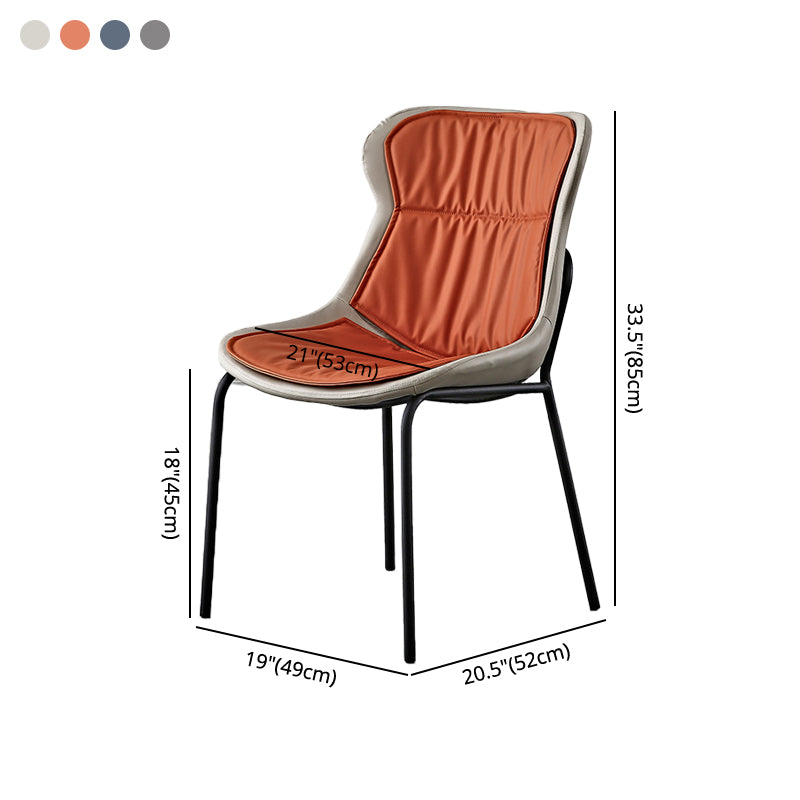 Sillas de comedor de cuero de estilo industrial, sillas laterales de comedor sin brazos con respaldo sólido