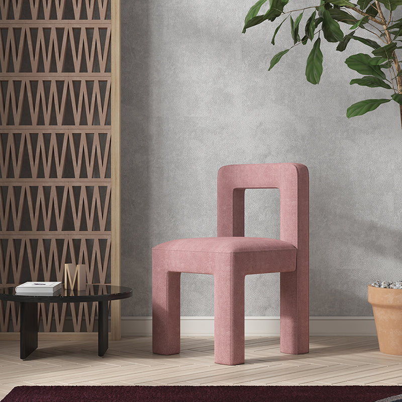 Chaises de salle à manger sans bras en tissu de lin de chaise latérale de salle à manger à dossier ouvert de style scandinave