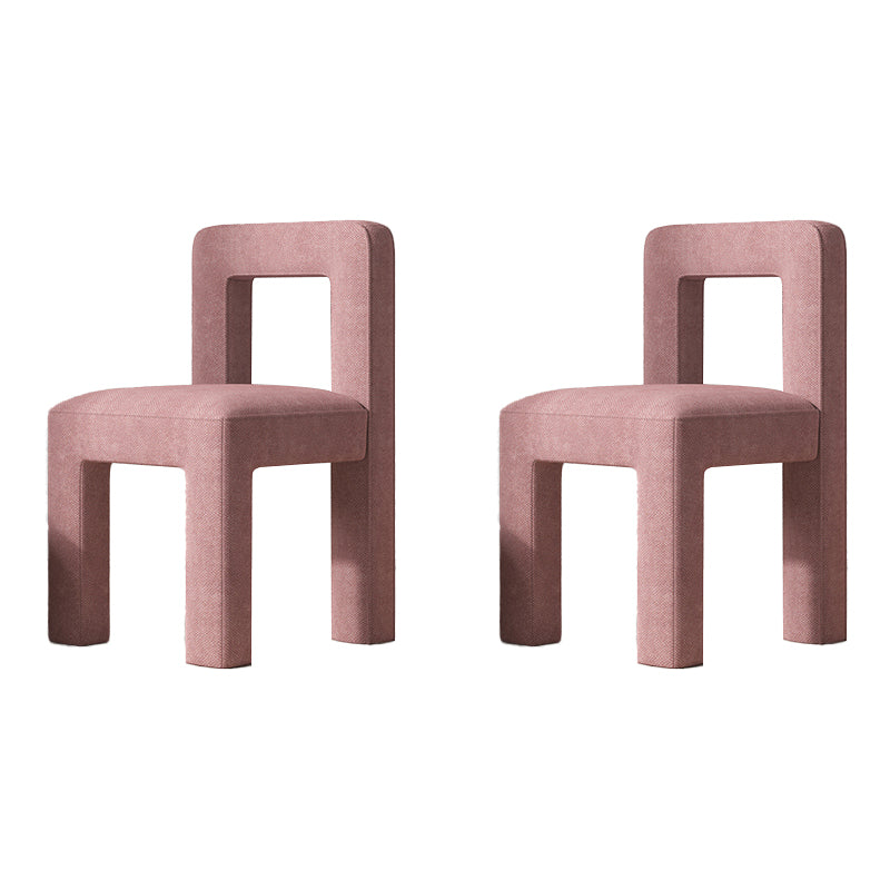 Sillas de comedor sin brazos de tela de lino con respaldo abierto de estilo escandinavo