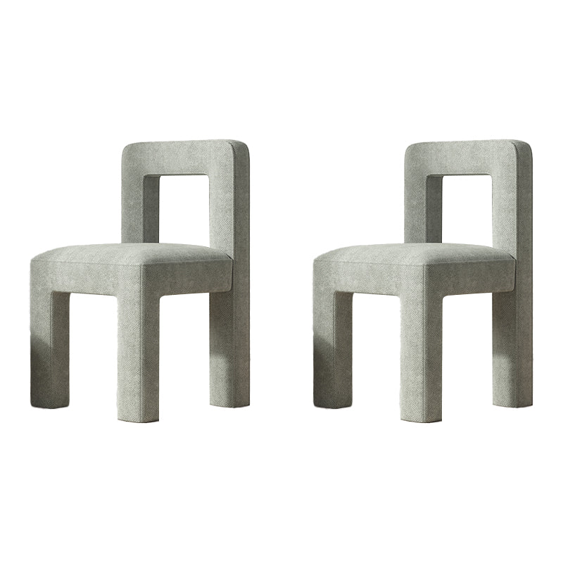 Sillas de comedor sin brazos de tela de lino con respaldo abierto de estilo escandinavo
