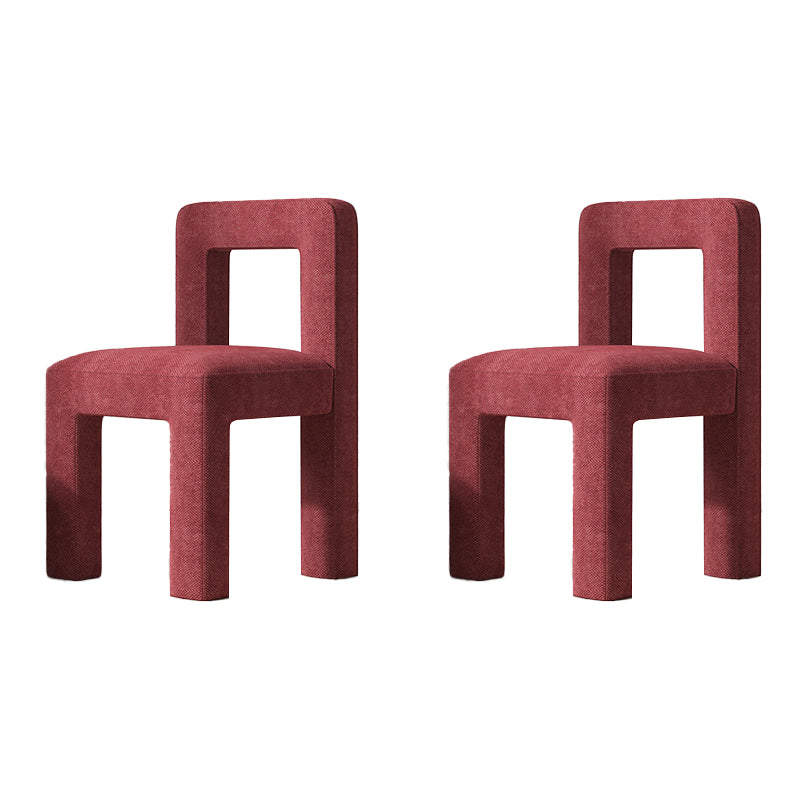 Sillas de comedor sin brazos de tela de lino con respaldo abierto de estilo escandinavo