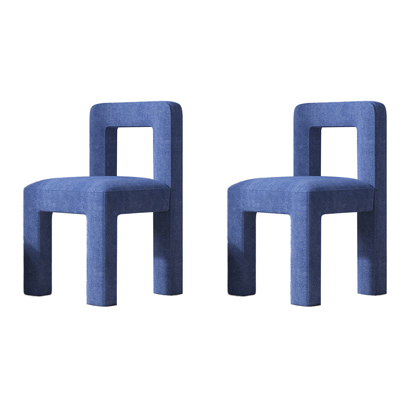 Sillas de comedor sin brazos de tela de lino con respaldo abierto de estilo escandinavo