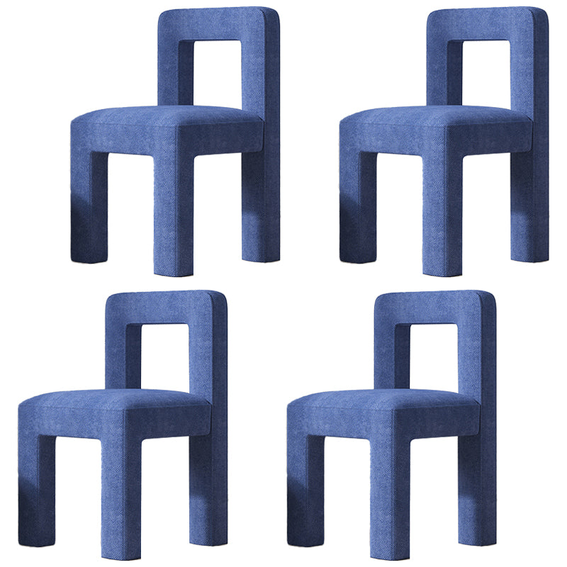 Sillas de comedor sin brazos de tela de lino con respaldo abierto de estilo escandinavo