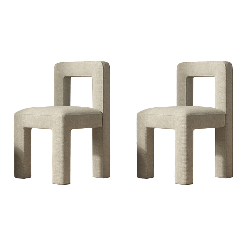 Sillas de comedor sin brazos de tela de lino con respaldo abierto de estilo escandinavo