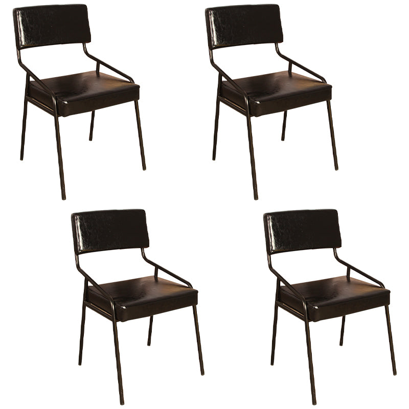 Fauteuil de brasserie industriel en cuir, chaise de salle à manger à dossier ouvert au fini mat (Ensemble de 4)