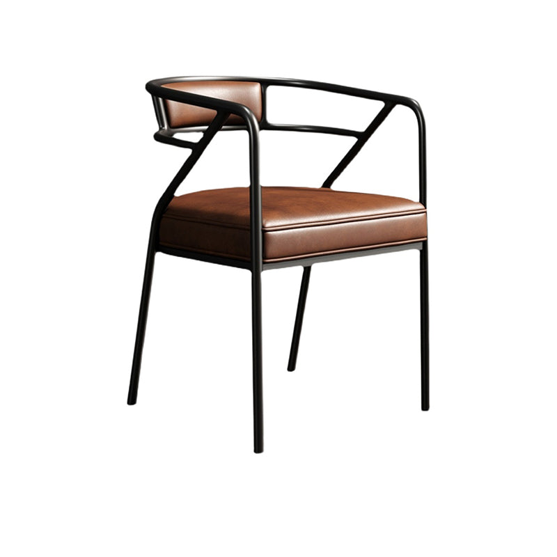 Silla de comedor industrial tapizada con respaldo abierto y acabado mate (juego de 4)