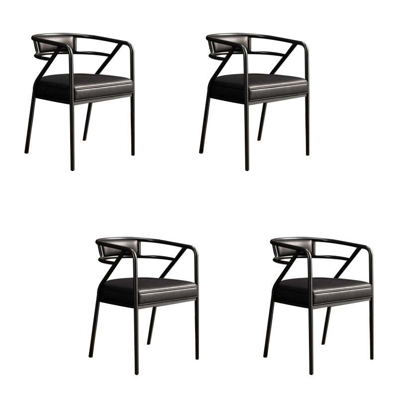 Silla de comedor industrial tapizada con respaldo abierto y acabado mate (juego de 4)