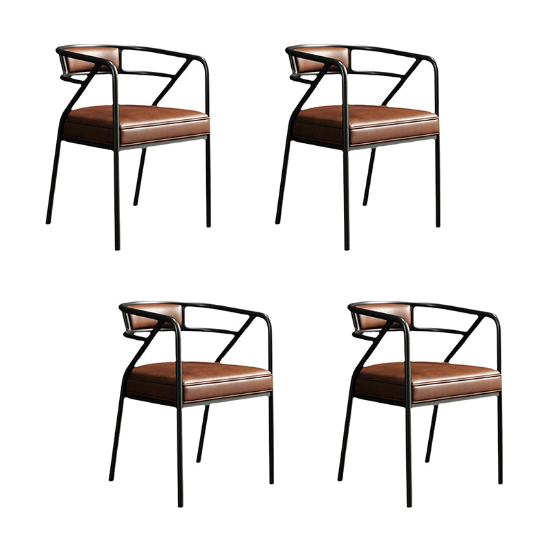 Silla de comedor industrial tapizada con respaldo abierto y acabado mate (juego de 4)