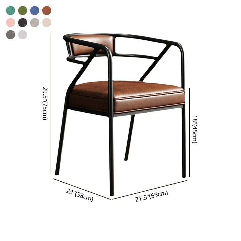 Silla de comedor industrial tapizada con respaldo abierto y acabado mate (juego de 4)