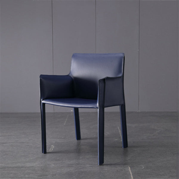 Fauteuil en cuir de selle de Style design, finition mate, dossier solide, chaise de salle à manger simple