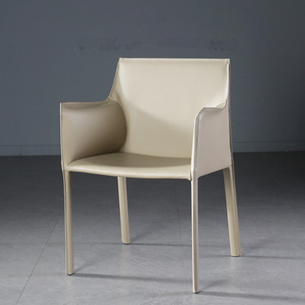 Fauteuil en cuir de selle de Style design, finition mate, dossier solide, chaise de salle à manger simple
